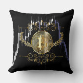 Bitcoin金ゴールドコインデジタルマネーブラック クッション (正面)