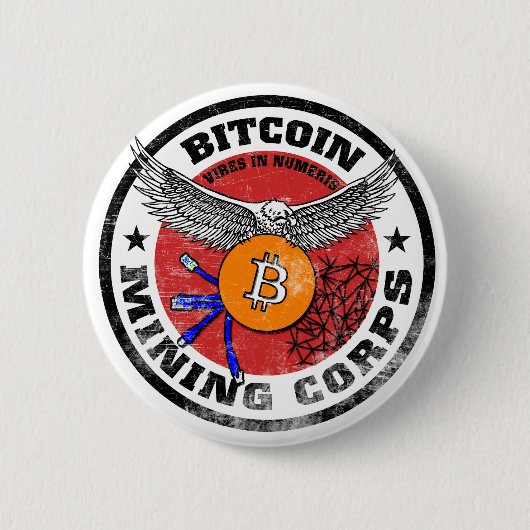 Bitcoin鉱山隊-砂のような版 缶バッジ (正面)