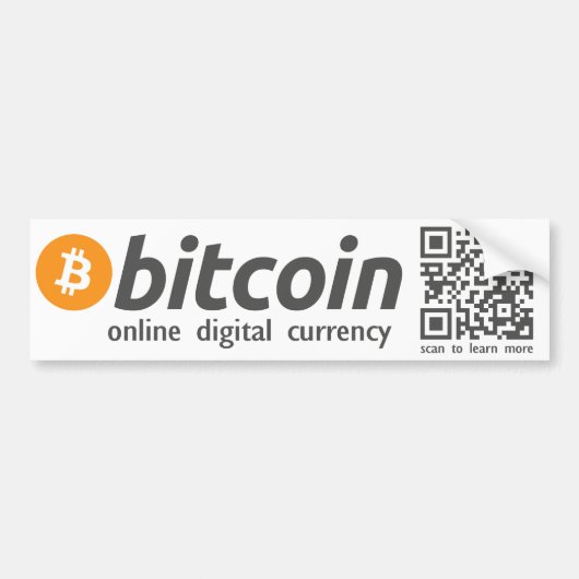 Bitcoin -オンラインデジタル通貨のステッカーQRコード バンパーステッカー (正面)