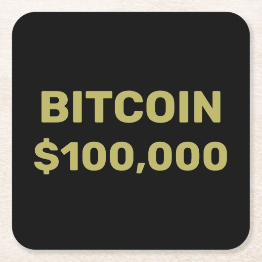 Bitcoin 100000お祝い スクエアペーパーコースター (正面)