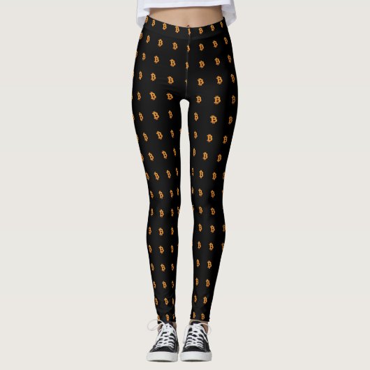 Bitcoin 3 D Logo Leggings - Cryptocurrency girl レギンス (正面)