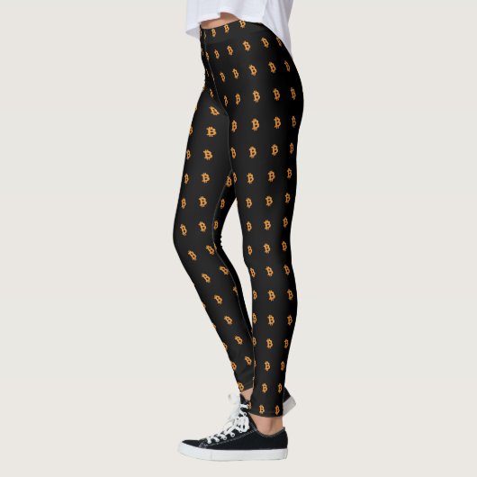 Bitcoin 3 D Logo Leggings - Cryptocurrency girl レギンス (左)