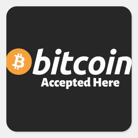 Bitcoin Accepted Here スクエアシール (正面)