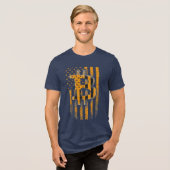 Bitcoin American Flag Patriot Crypto Gear Design トライブレンドTシャツ (正面全面)