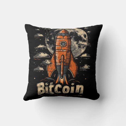 Bitcoin and Rocket to the Moon Crypto Design クッション (裏面)