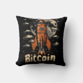 Bitcoin and Rocket to the Moon Crypto Design クッション (正面)