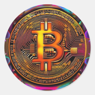Bitcoin Art BTC Cryptocurrency Art ラウンドシール