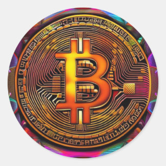 Bitcoin Art BTC Cryptocurrency Art ラウンドシール