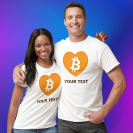 Bitcoin Bのオレンジ色のハートTシャツ Tシャツ