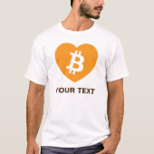 Bitcoin Bのオレンジ色のハートTシャツ Tシャツ (正面)