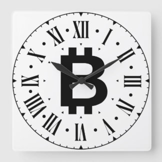 Bitcoin B Bold Roman Numeral Wall Clock スクエア壁時計