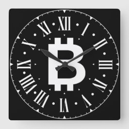 Bitcoin B Cool Roman Numeral Wall Clock スクエア壁時計