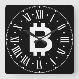 Bitcoin B Cool Roman Numeral Wall Clock スクエア壁時計