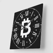 Bitcoin B Cool Roman Numeral Wall Clock スクエア壁時計 (傾斜)