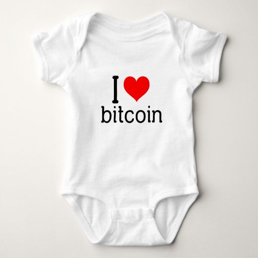 Bitcoin Baby Strampler i love bitcoin ベビーボディスーツ (正面)