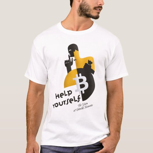 Bitcoin Blockchain help yourself Shirt yellow Tシャツ (正面)