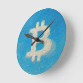 Bitcoin Blue Sky (Oil, Style: 1) ラウンド壁時計 (傾斜)