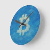 Bitcoin Blue Sky (Oil, Style: 2) ラウンド壁時計 (傾斜)
