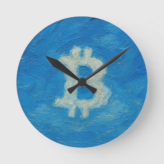 Bitcoin Blue Sky (Oil, Style: 2) ラウンド壁時計 (正面)