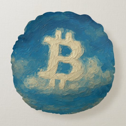 Bitcoin Blue Sky (Oil, Style: 3) ラウンドクッション (正面)