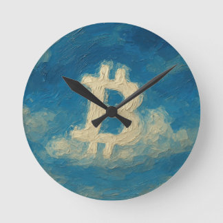 Bitcoin Blue Sky (Oil, Style: 3) ラウンド壁時計