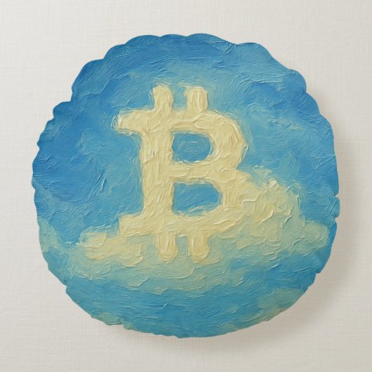 Bitcoin Blue Sky (Oil, Style: 4) ラウンドクッション (正面)