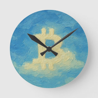 Bitcoin Blue Sky (Oil, Style: 4) ラウンド壁時計
