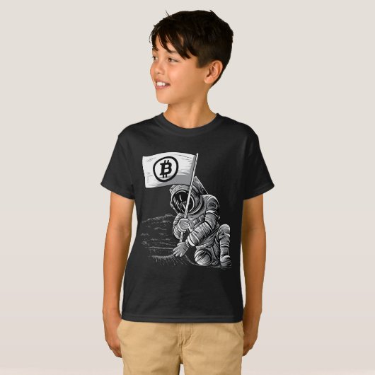 Bitcoin BTCの暗号のワイシャツのcryptocurrency抗夫の月 Tシャツ (正面フル)