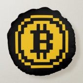 Bitcoin BTCの8ビットロゴ|の円形の装飾用クッション ラウンドクッション (裏面)