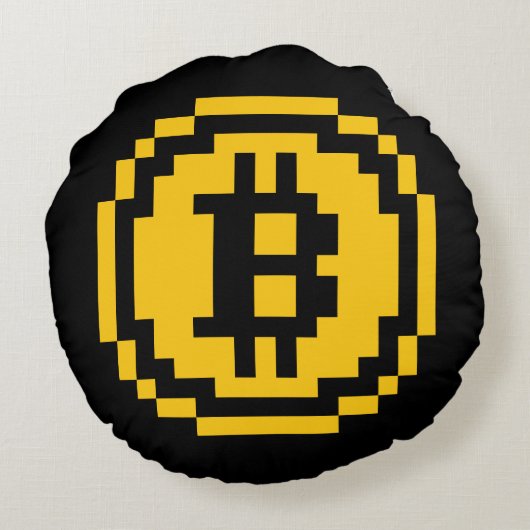 Bitcoin BTCの8ビットロゴ|の円形の装飾用クッション ラウンドクッション (裏面)