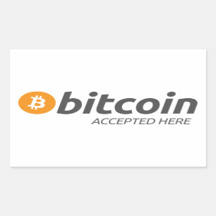Bitcoin BTCは のステッカーをここに受け入れました 長方形シール