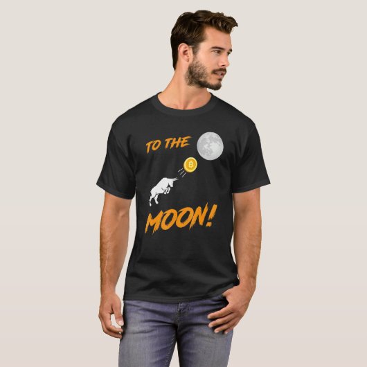 Bitcoin BtcへのMoon Bull CryptocurrencyのHodl Tシャツ (正面フル)