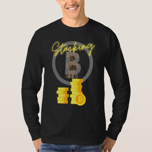 Bitcoin BtcスタックSats Cryptocurrency Satoshi Cryp Tシャツ (正面)