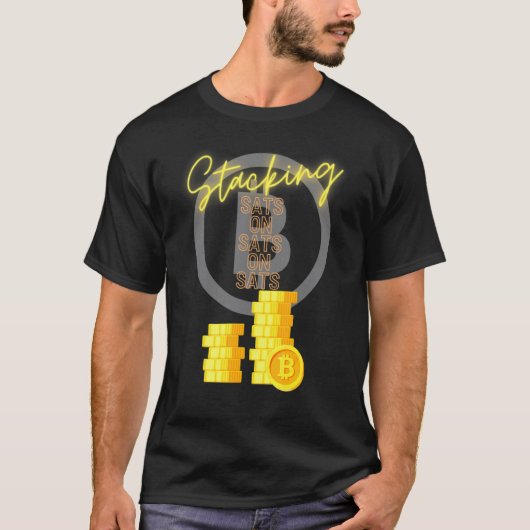 Bitcoin BtcスタックSats Cryptocurrency Satoshi Cryp Tシャツ (正面)