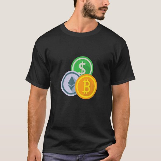 Bitcoin BTC暗号通貨小さな胸バッジ Tシャツ (正面)