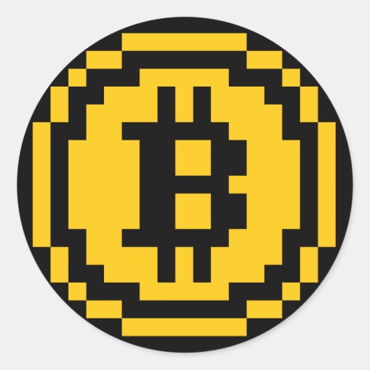 Bitcoin BTC 8ビットロゴ |ステッカー ラウンドシール (正面)