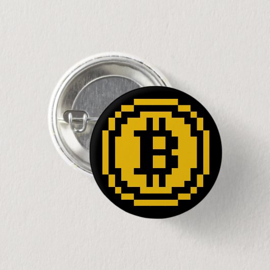 Bitcoin BTC 8-Bitロゴ | ボタン 缶バッジ (正面&裏面)