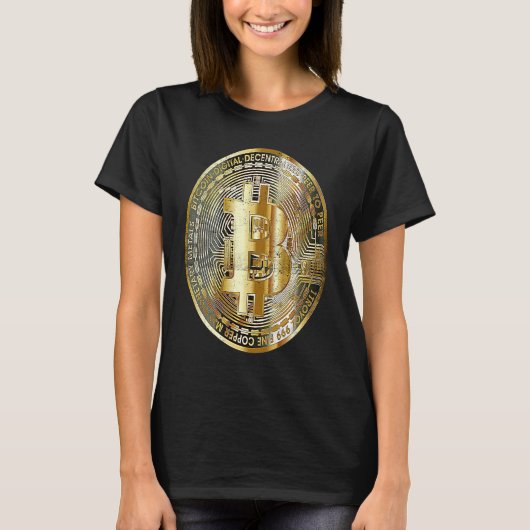 Bitcoin BTC Golden Coin Blockchain Crypto Currency Tシャツ (正面)