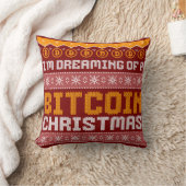BITCOIN CHRISTMASの夢を見る フェイクニットパターン クッション (ブランケット)