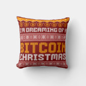 BITCOIN CHRISTMASの夢を見る フェイクニットパターン クッション (正面)