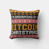 BITCOIN CHRISTMASの夢を見る フェイクニットパターン クッション (正面)