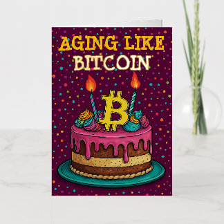 Bitcoin Cryptoの誕生日カーおもしろいドのようなエージング 箔グリーティングカード