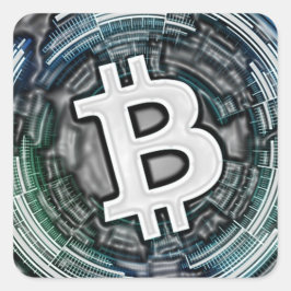 BITCOIN Crypto CoinロゴBTC Cryptocurrencyトレーダー スクエアシール
