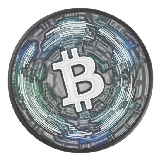 BITCOIN Crypto Coin Logo BTC Cryptocurrency Trader アイスホッケーパック (正面)