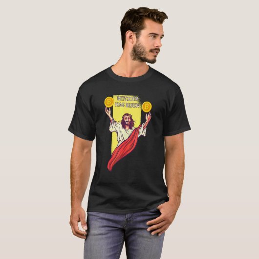 Bitcoin Crypto Has Risen   Cryptocurrency Jesus Tシャツ (正面フル)