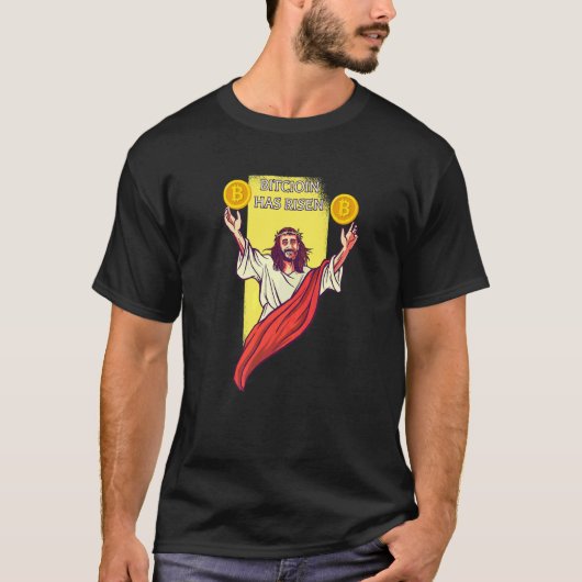 Bitcoin Crypto Has Risen  Cryptocurrency Jesus Tシャツ (正面)