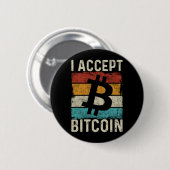 Bitcoin Crypto I Accept Bitcoinレトロヴィンテージ 缶バッジ (正面&裏面)