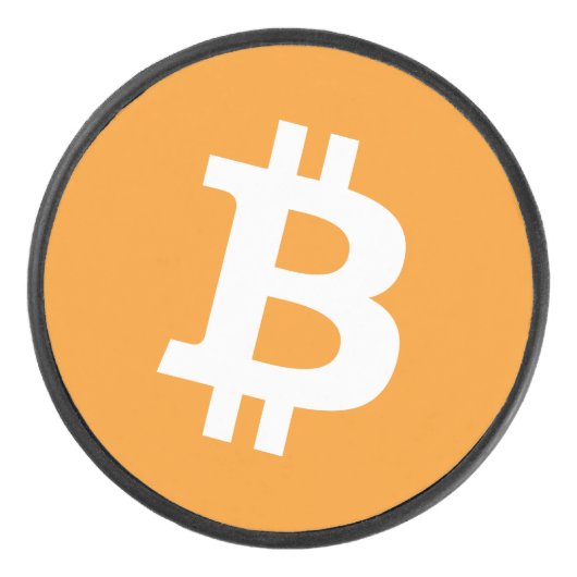 Bitcoin Cryptocurrencyロゴ アイスホッケーパック (正面)