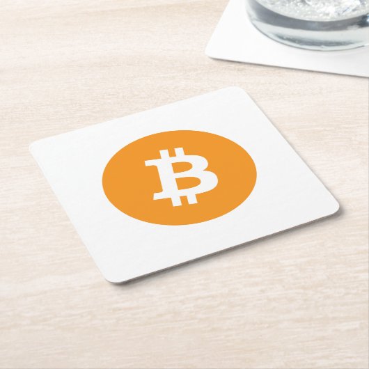 Bitcoin Cryptocurrencyロゴ スクエアペーパーコースター (アングル)