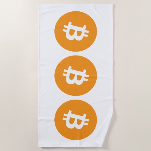 Bitcoin Cryptocurrencyロゴ ビーチタオル (正面)